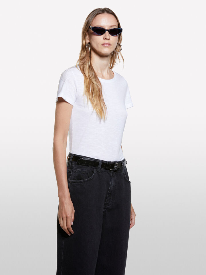 T-shirt girocollo bianca - t-shirt a manica corta da donna - Bianco | Sisley image number 3